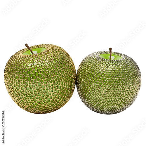 Two green soursop fruits side by side
