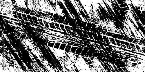 Photos tire track marks on a white background abstract black and white rubber imprint p