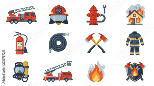 Photos Firefighter Equipment and Symbols Collection.