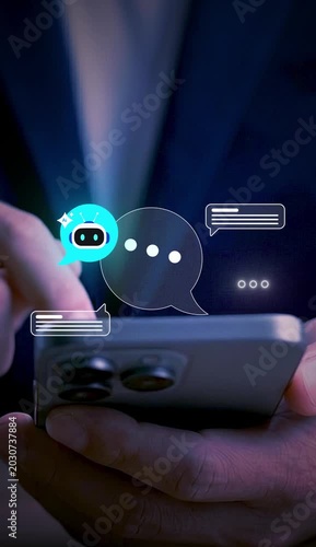 AI Chatbot Customer Support and Mobile Messaging – Virtual Assistant Communication and Online Help Desk Service