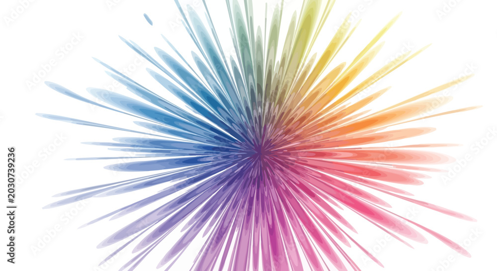 Fototapeta premium Vibrant colorful explosion of rainbow hues on white background