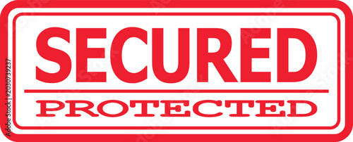Foto SECURED PROTECTED Stamp - Graphic Illustration Representing Security and Protect