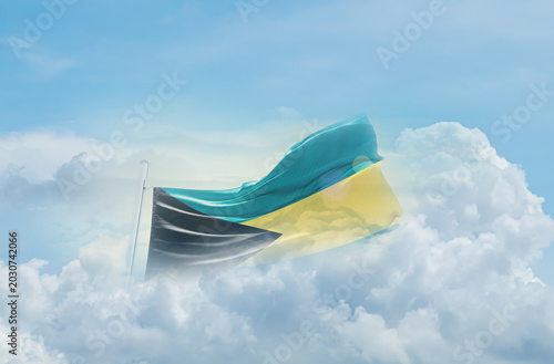 Fotografie The Bahamas national flag hidden in the sky