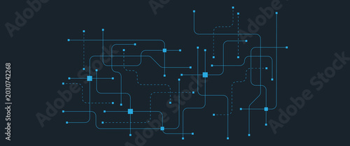 Foto Abstract futuristic technology with crossed lines and dots geometric vector back