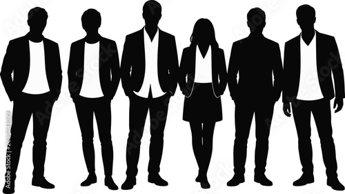 Foto Silhouette of diverse business professionals standing together in smart casual a