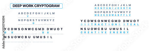 Obraz na plátne Deep work cryptogram puzzle with letters and solution guide