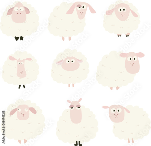 Cute Fluffy Sheep Cartoon Illustration