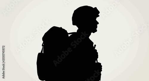 Silhouette of a young male traveler.