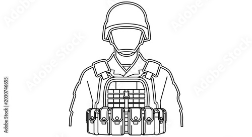 Soldier Wearing Tactical Vest Equipment.