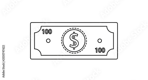 One Hundred Dollar Banknote Illustration.