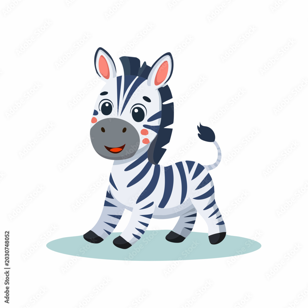 Obraz premium Süßes kleines Zebra als Vektor
