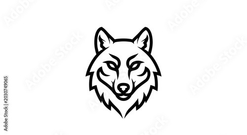 Wolf head illustration in black lines.