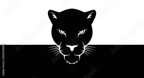 Black Panther Head Facing Forward.