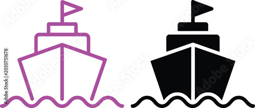 Photos Contrast between a stylized ferry and a traditional ship icon design