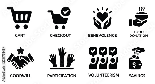 Tableau sur toile Charity and Donation Vector Icons Set