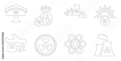 Bild auf Leinwand Nuclear Radiation Icon Set Vector Illustration