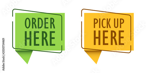 Fotografía Order here and pick up here icon in flat style