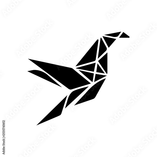 Origami paper crane bird isolated on white background vector illustration design