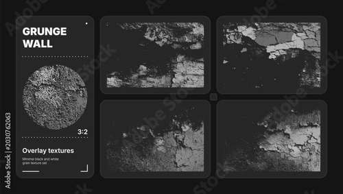 Foto Distressed grunge wall texture set, cracked paint urban background collection fo