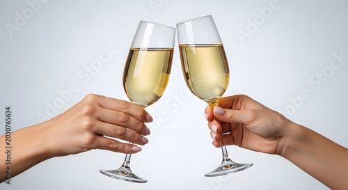 Celebration of Cheers with Glasses of Champagne Clinking.