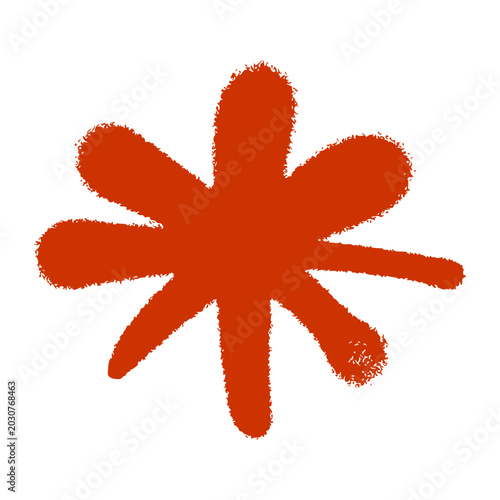Quadro su tela Orange star asterisk shape graphic displaying messy spray paint aerosol mist edges for alternative youth streetwear clothing brand merchandise pattern backdrop presentation layout clip art
