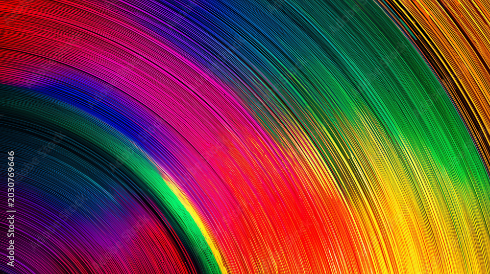 Naklejka premium Extreme macro of compact disc grooves glowing in concentric rainbow color arcs