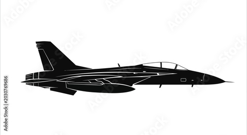 Obraz na płótnie Silhouette of a modern military fighter jet isolated on white background