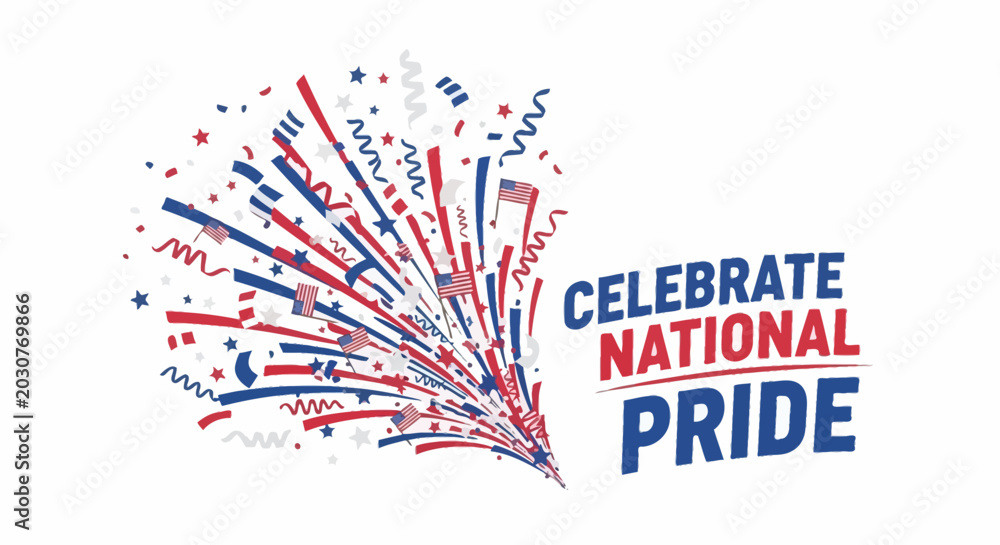 Obraz premium Celebrate National Pride with Patriotic Fireworks and Confetti Design