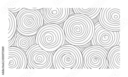 Black and white swirling circles pattern abstract circular