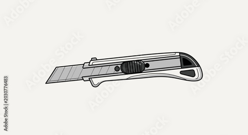 Fotografie Simple Illustration of a Ret retractable Blade Utility Knife