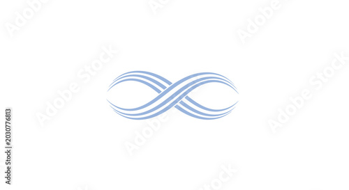 Abstract blue infinity symbol with flowing lines on a white background.
