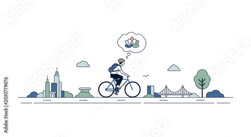 Fotografie Cyclist On Bicycle In Dynamic Motion.