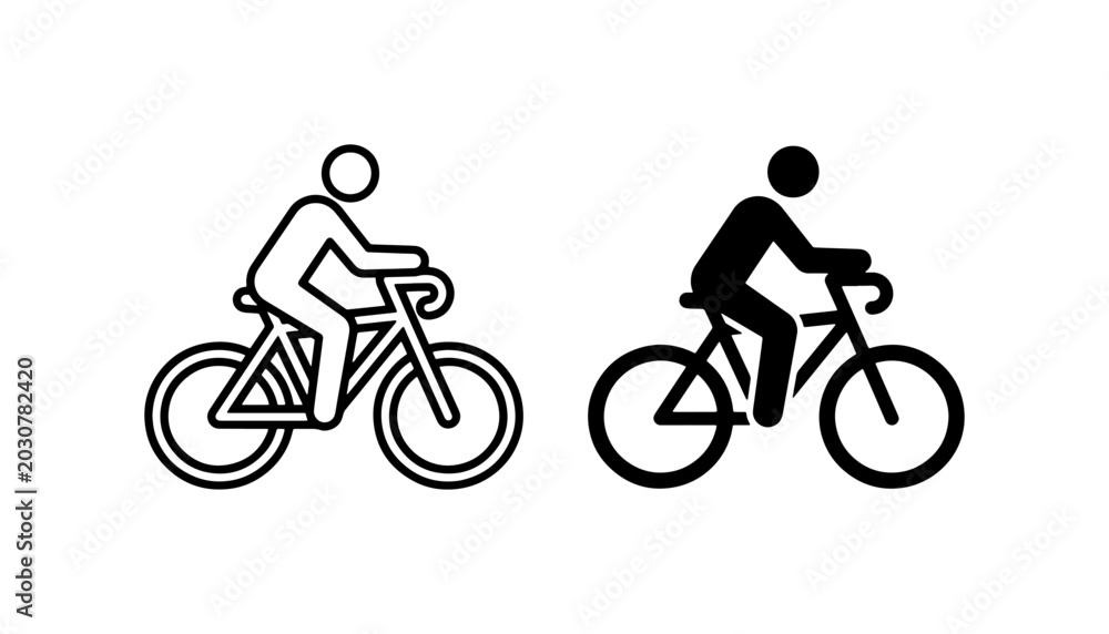 Obraz premium Cyclist Icons, Bicycle Rider Silhouettes, Cycling Vector Graphics