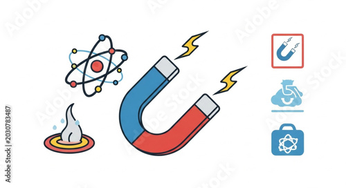 Fotografie Magnet Attracting Metal Objects Energetically.