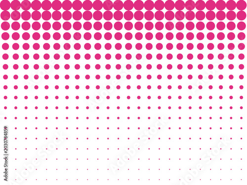 Abstract pattern of pink dots fading from dense to sparse on white background