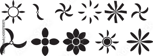 Φωτογραφία Propeller blade shape icons and fan symbols, containing precise ventilation and rotor graphics in an isolated design collection