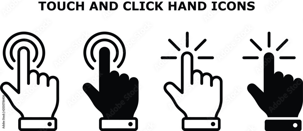 Fototapeta premium Touch and Click Hand Gestures Icon Set