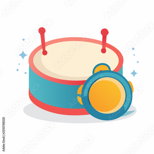 Childrens Toy Drum with Drumstick.