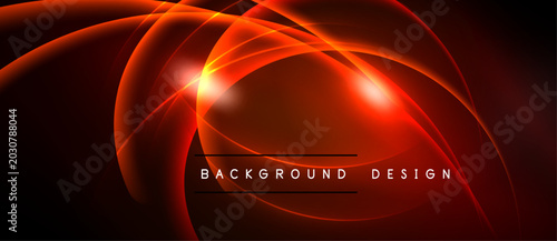 Quadro su tela Abstract red light streaks form dynamic curves