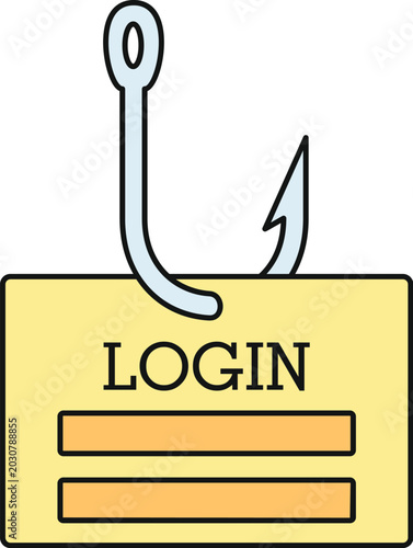 Фотография Login form impaled on a fishing hook representing a cybercrime phishing scam