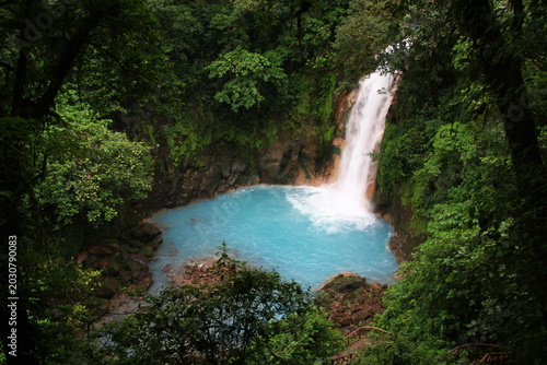 Obraz na plátně waterfall of rio celeste in tenorio volcano np, costa rica