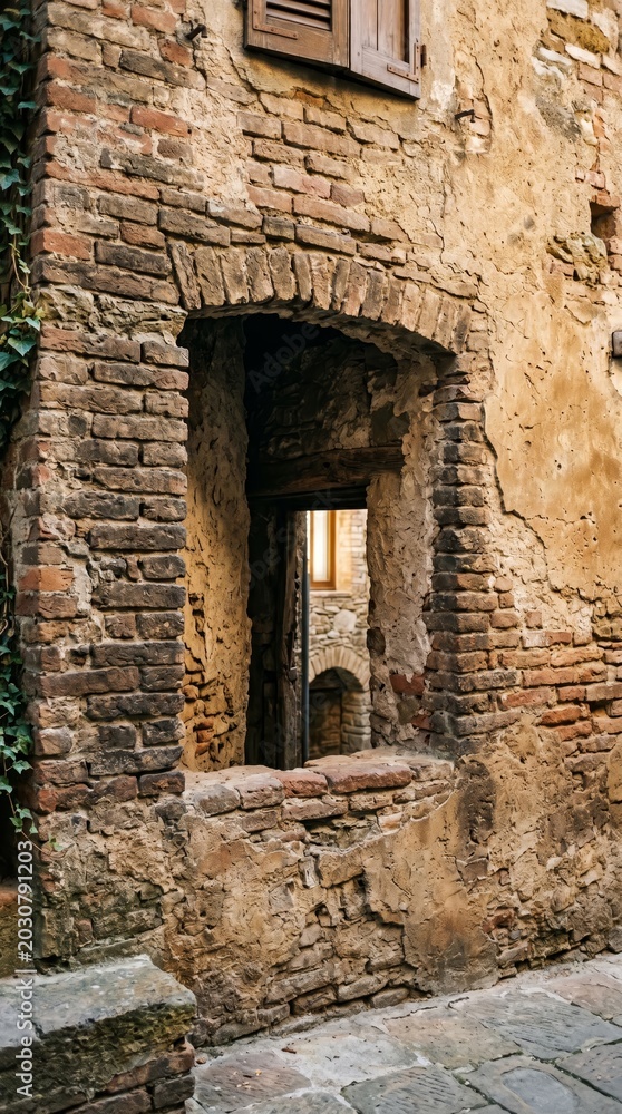 Naklejka premium Photography of timeless beauty in historic brick architecture of abandoned alleys