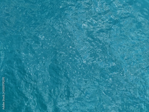 Top down aerial view of crystal clear turquoise tropical sea water texture in Puerto Princesa, Palawan, Philippines