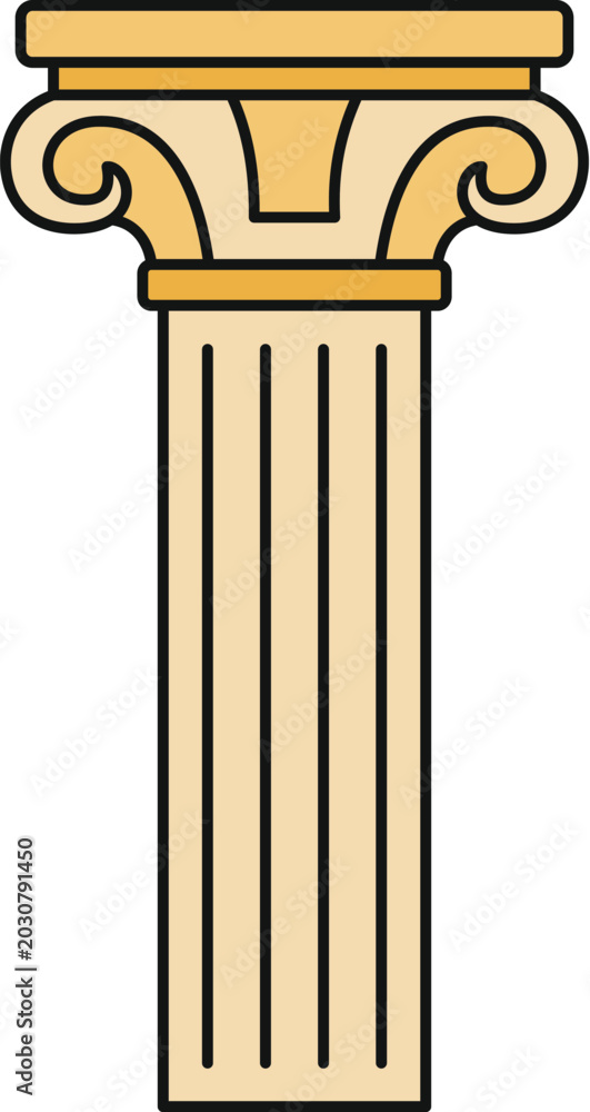 Fototapeta premium Ionic column with volutes and fluting illustrating classical architecture