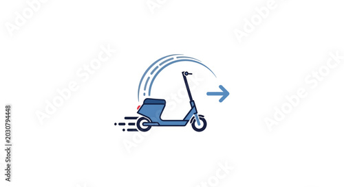 Foto A minimalist vector illustration of a blue electric scooter moving forward quick