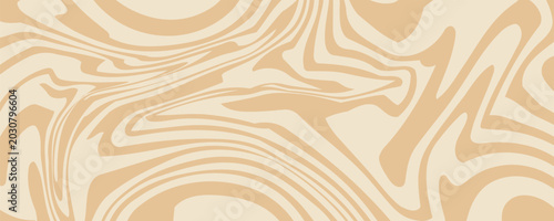 Beige marble acrylic swirl seamless pattern. Coffee latte, caramel, ice cream texture. 1970s trippy psychedelic waves print background.