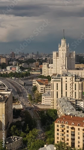 Vertical High Angle View of Moscow Cityscape