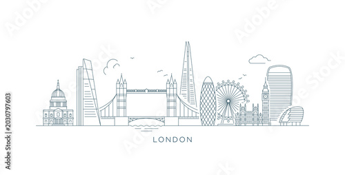 Photography Minimal line art illustration of the London skyline
