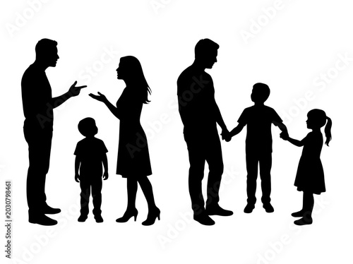 Bild auf Leinwand Family Conflict Silhouette Vector