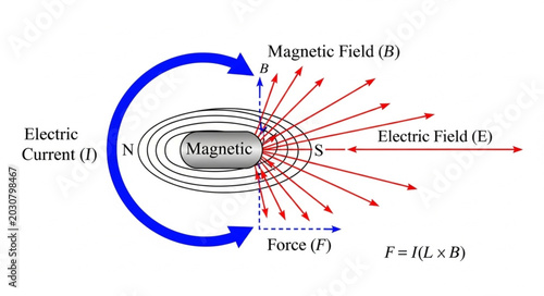 Tableau sur toile Magnetic field around electric current flow.